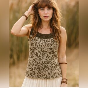 NWOT Ralph Lauren Crochet Sleeveless Tank Top Olive Green Size S
